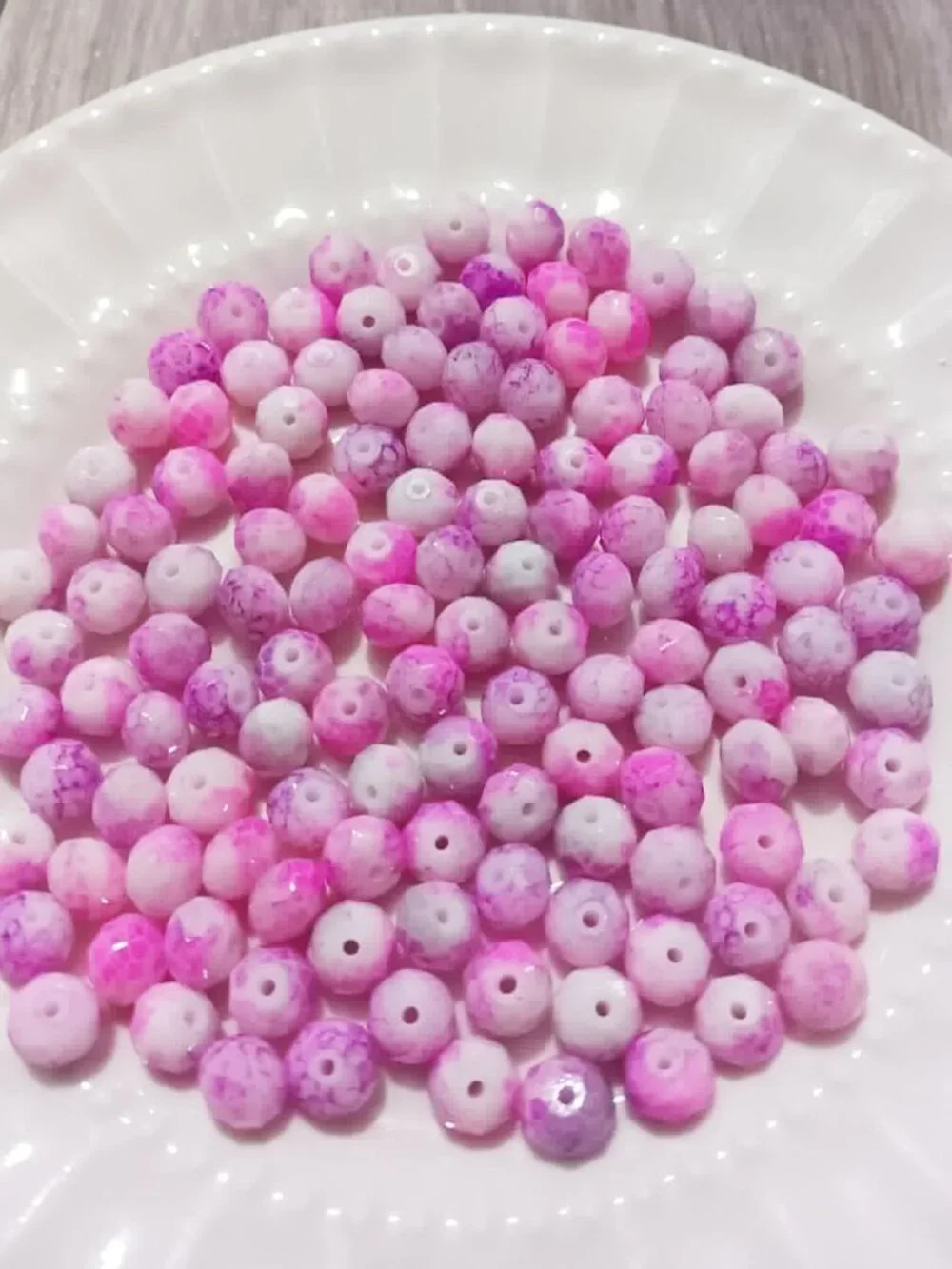 Bulk Lot of 6x8mm Pink Pinky Rondelle Glass Beads